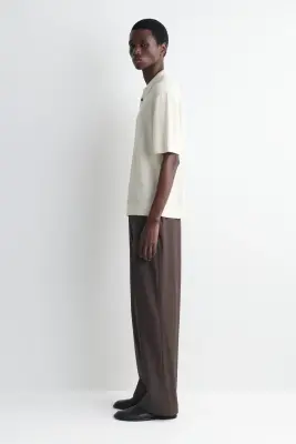 POLO EN MAILLE DE LIN TEXTURÉE - CRÈME — photo 3