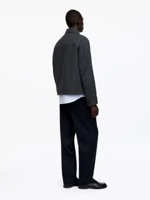 Veste décontractée en laine mélangée - Bleu foncé — photo 2