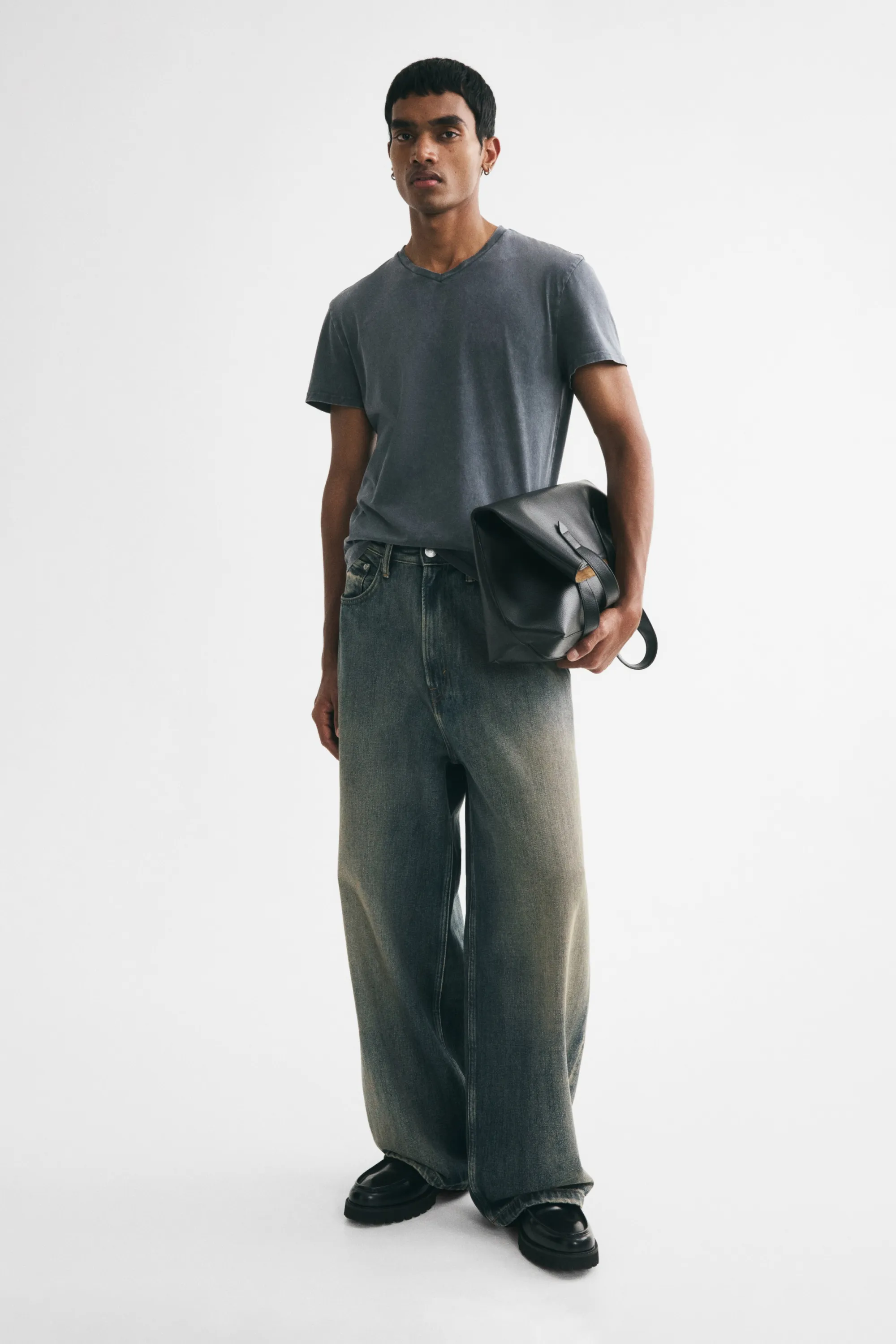 T-shirt Slim Fit en coton - Gris foncé