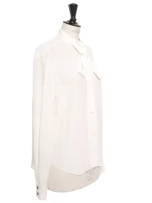 Chemise lavallière noeud au col en soie blanc ivoire Prix boutique 800€ Taille 36 — photo 3