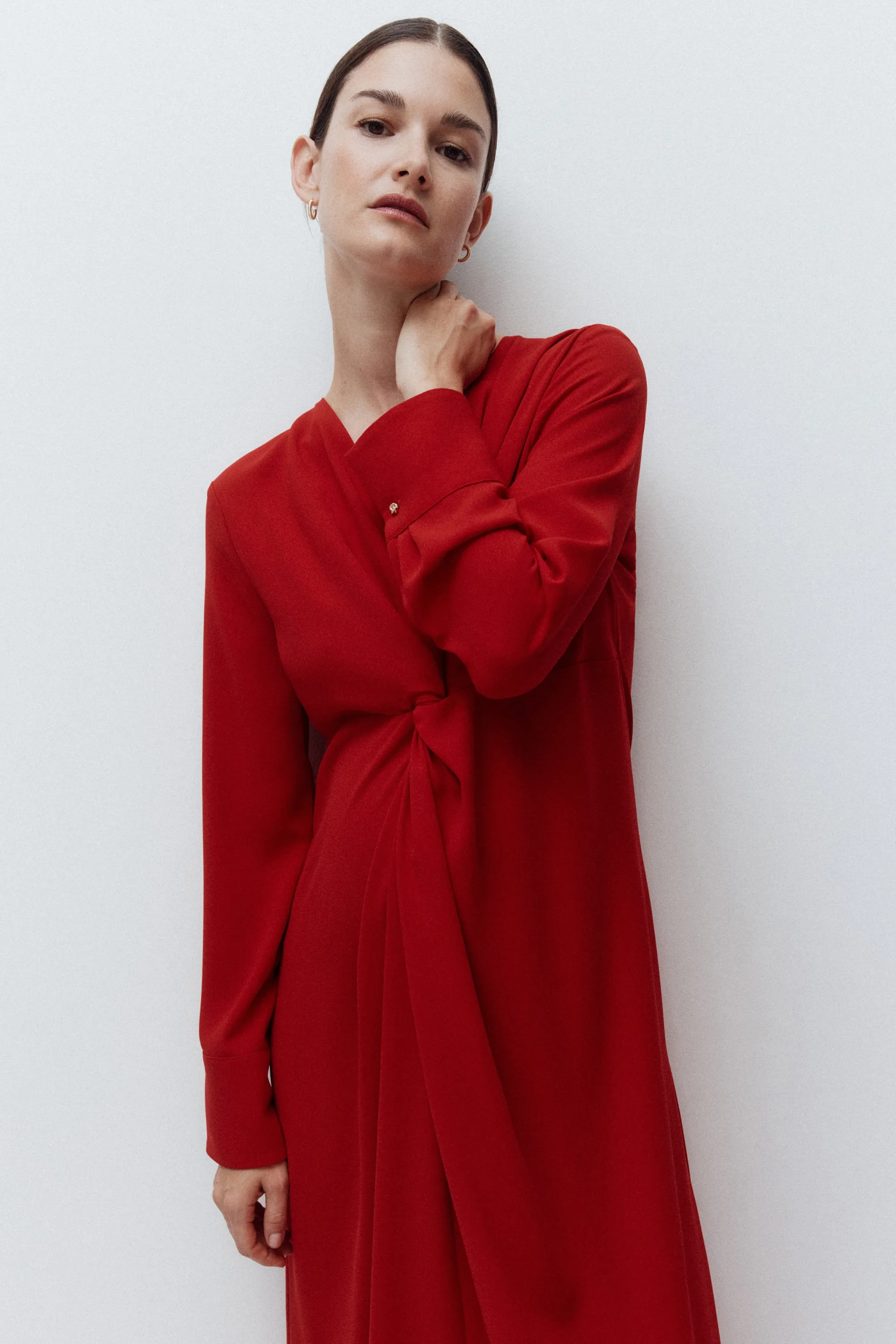 MAMA Robe à effet drapé - Rouge