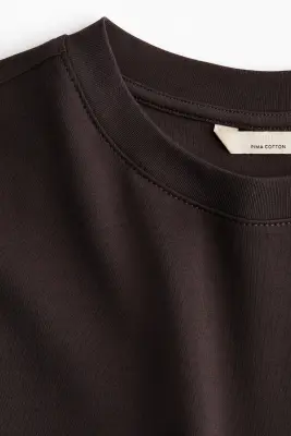 T-shirt en coton pima - Marron foncé — photo 3