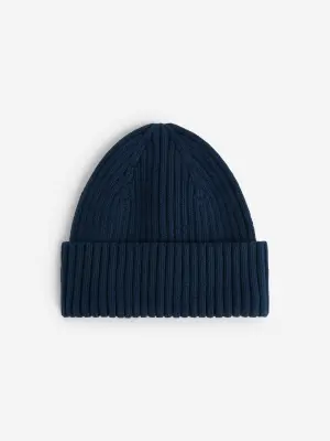 Bonnet en tricot côtelé - Bleu foncé — photo 1
