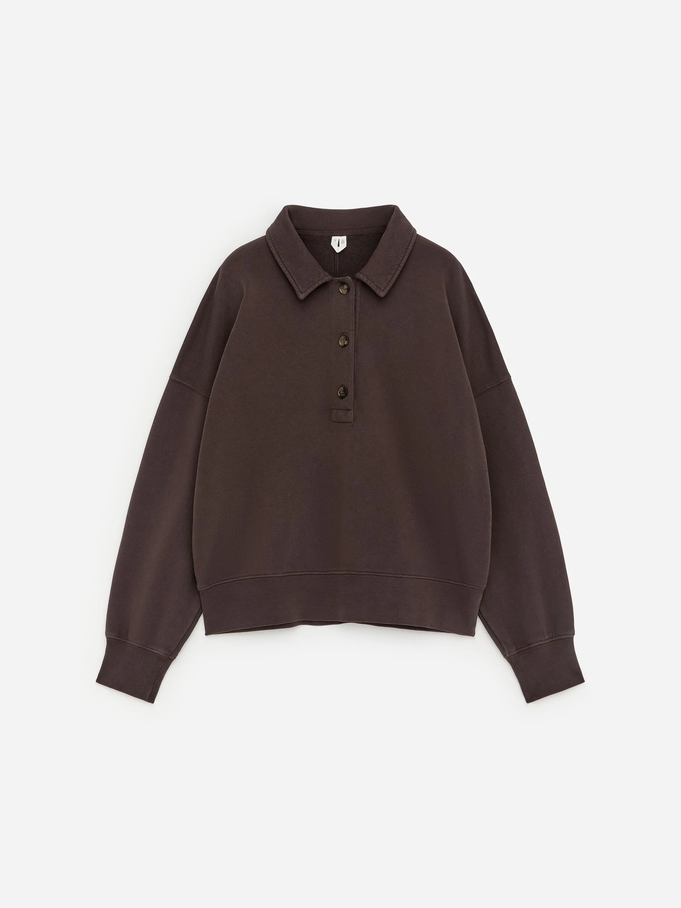 Sweat polo en tissu éponge - Marron foncé