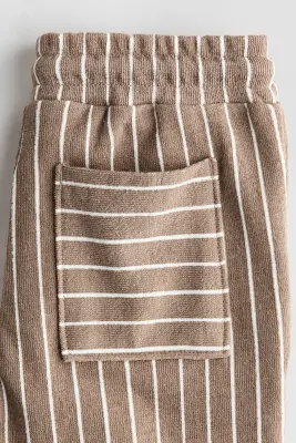 Pantalon à cordon en jersey texturé - Beige ancien foncé/rayé — photo 2
