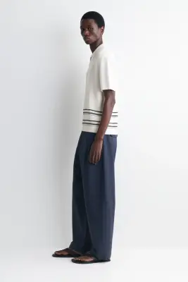 POLO RAYÉ EN MAILLE DE COTON ET LIN - CRÈME / RAYURES — photo 2