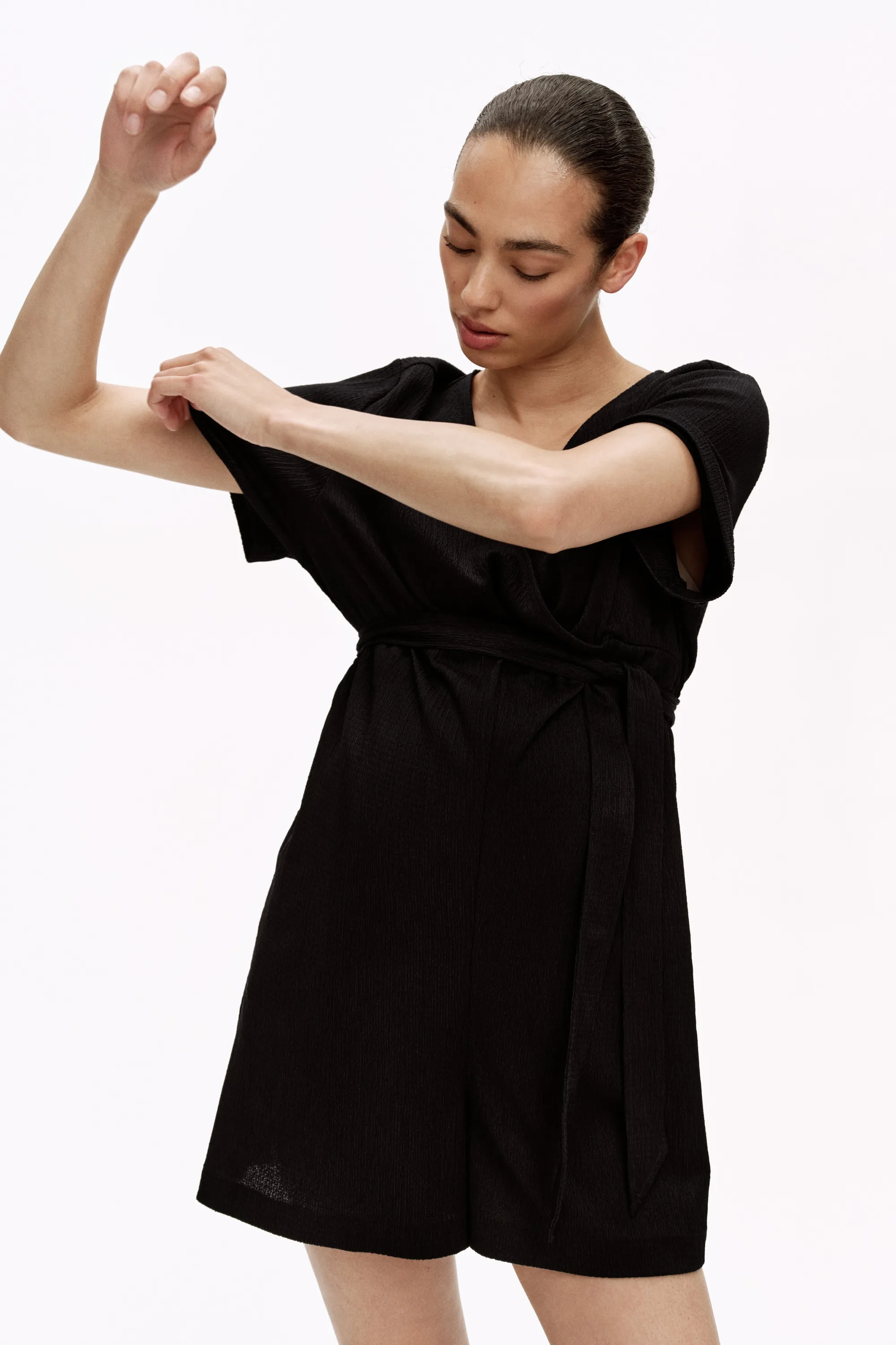 MAMA Combi-short en jersey froissé - Noir