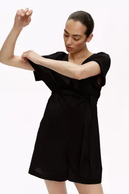 MAMA Combi-short en jersey froissé - Noir — photo 1