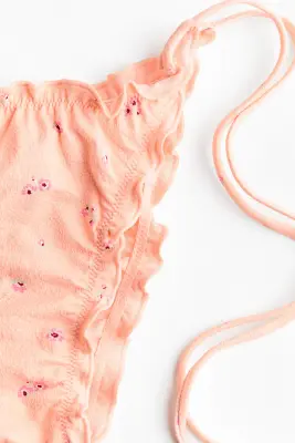 Bas de maillot Cheeky Tanga à nouer - Rose pêche/fleuri — photo 3