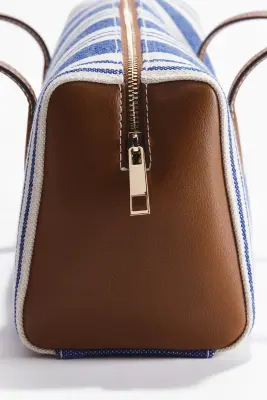 Sac porté épaule rectangulaire en toile - Bleu/rayé — photo 2