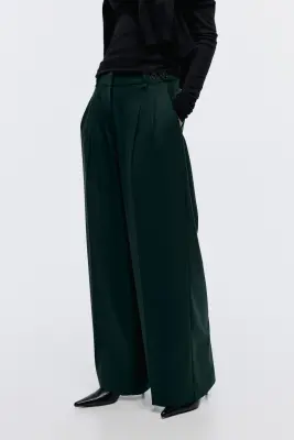 Pantalon chic à jambes larges - Vert foncé — photo 1