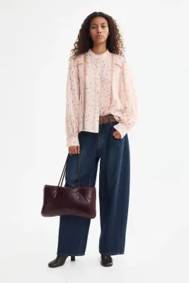 Blouse avec dentelle - Rose clair/fleuri — photo 1