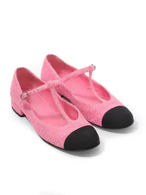 Ballerines plates en tweed rose et bouts noirs CROISIERE 2023 Prix boutique 1100€ Taille 38 — photo 4
