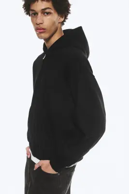Sweat à capuche zippé ample - Noir — photo 2