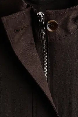 Veste oversize en lin mélangé - Marron foncé — photo 4