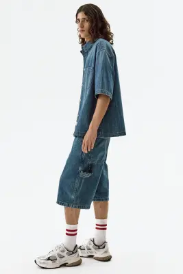 Chemise Relaxed Fit en denim - Bleu denim — photo 4