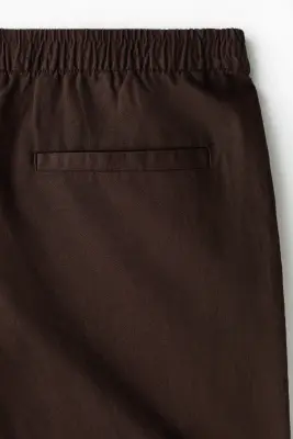 Pantalon Regular Fit en lin mélangé - Marron foncé — photo 4