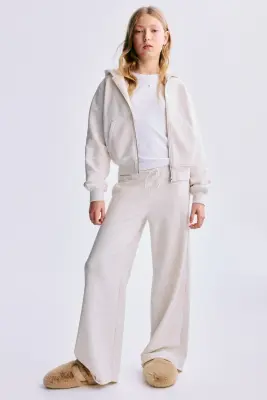 Pantalon jogger à jambes larges - Beige clair — photo 1