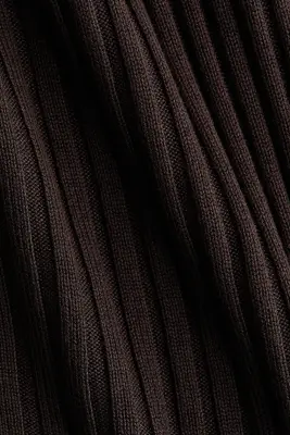 Pantalon en maille de viscose côtelée - Marron foncé — photo 4