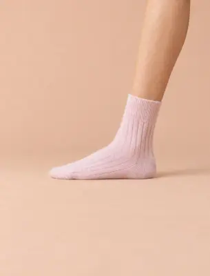 Chaussettes cachemire - Rose pâle — photo 3