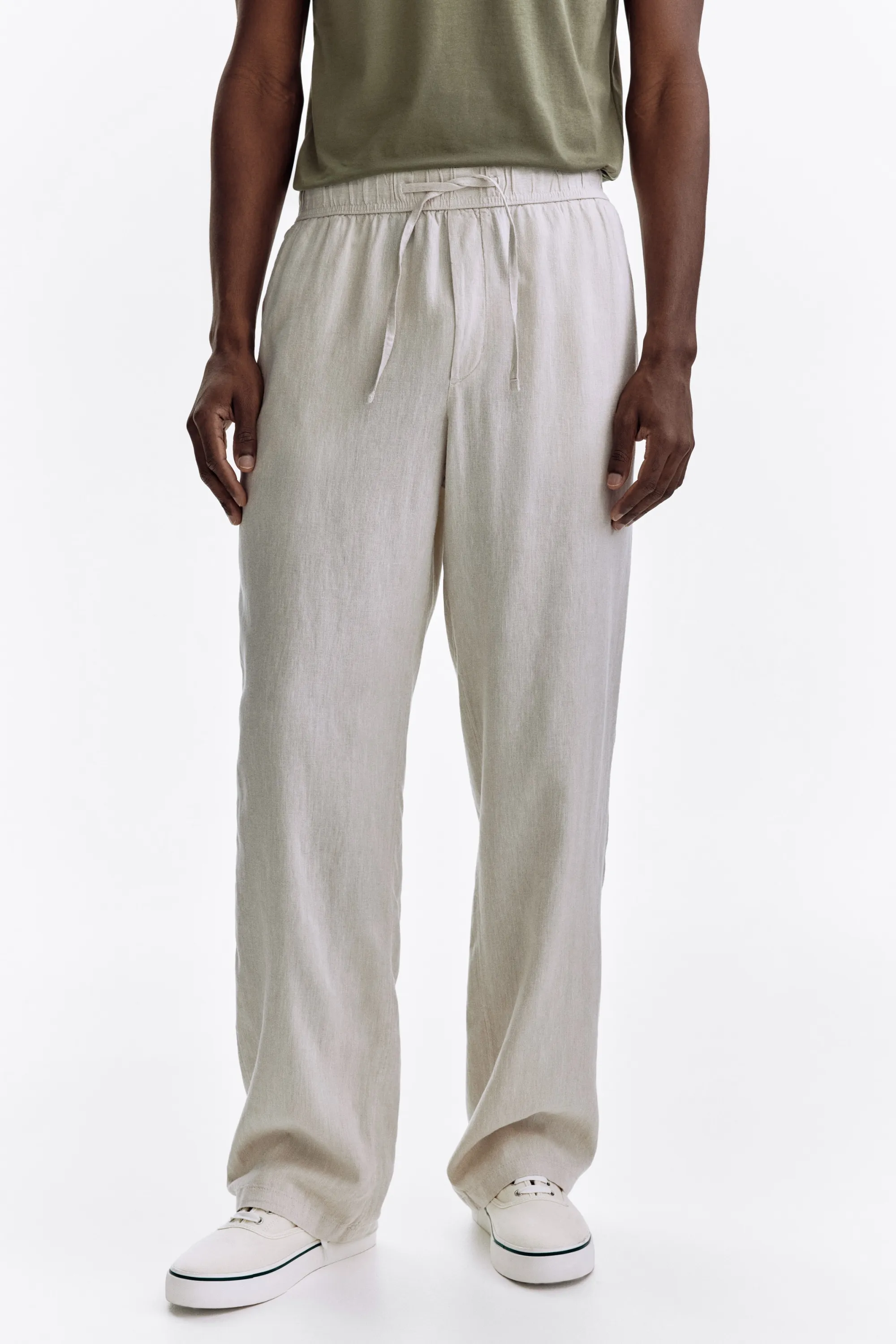 Pantalon Relaxed Fit en lin mélangé - Beige clair