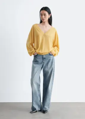 Pull oversize en laine mérinos - Jaune — photo 5