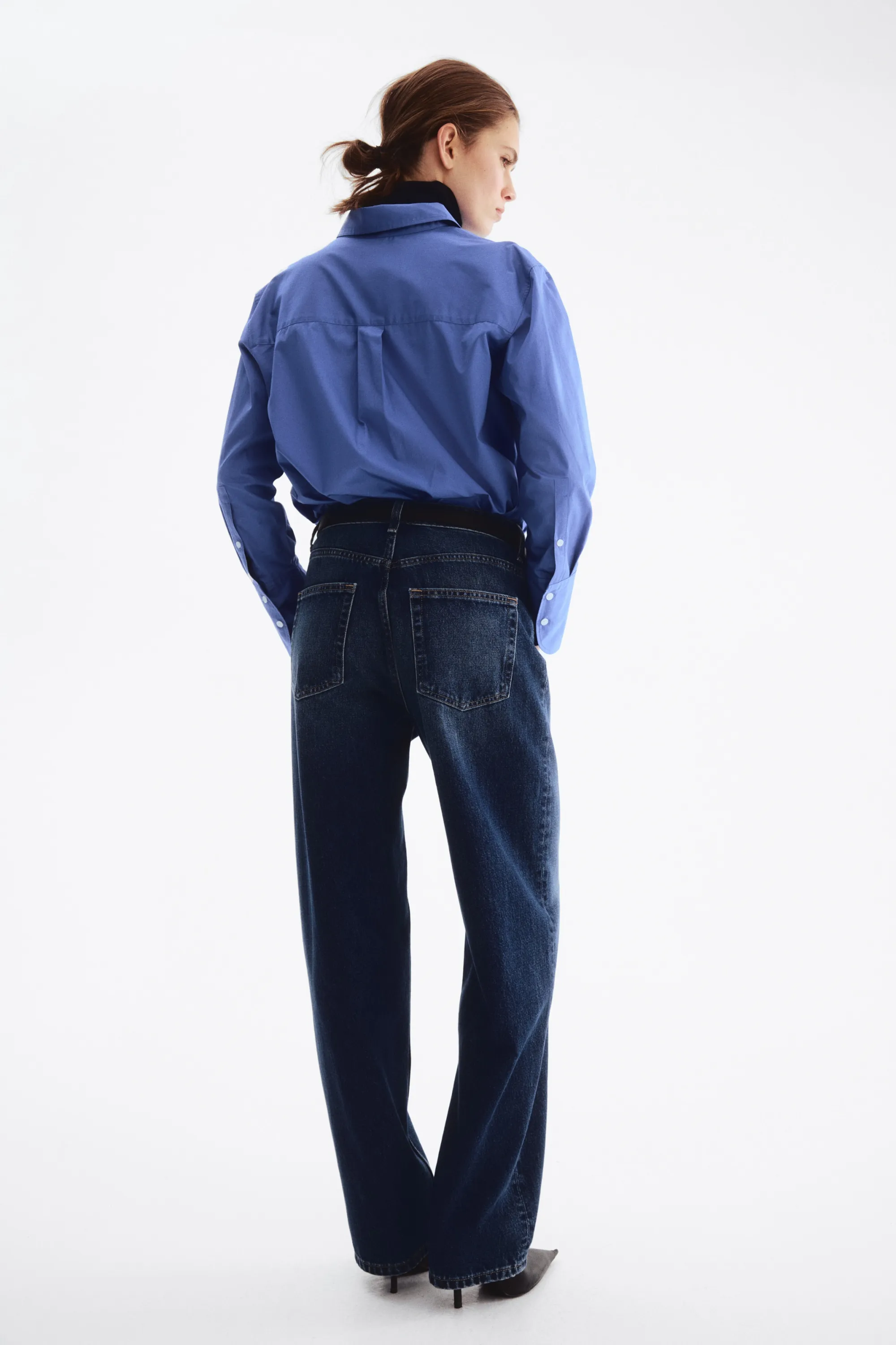 Barrel High Waist Jeans - Bleu denim foncé