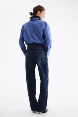 Barrel High Waist Jeans - Bleu denim foncé — photo 1