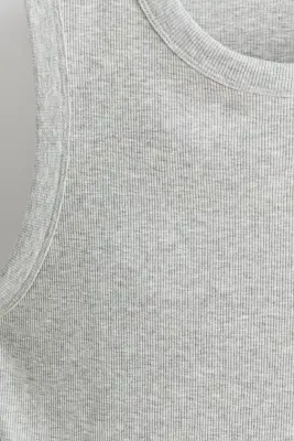 Débardeur côtelé Slim Fit - Gris clair chiné — photo 4