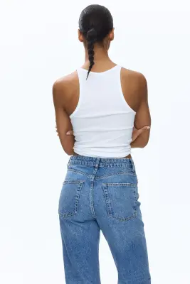 Mom High Waist Ankle Jeans - Bleu denim — photo 3