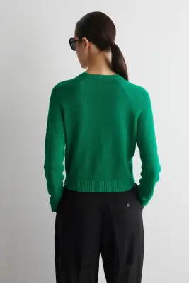 CARDIGAN EN MAILLE DE LIN - VERT — photo 4
