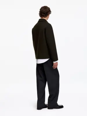 Veste en laine mélangée double face - Vert foncé — photo 2