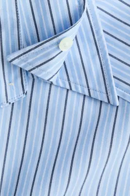 Chemise en popeline à effet superposé - Bleu clair/rayé — photo 5