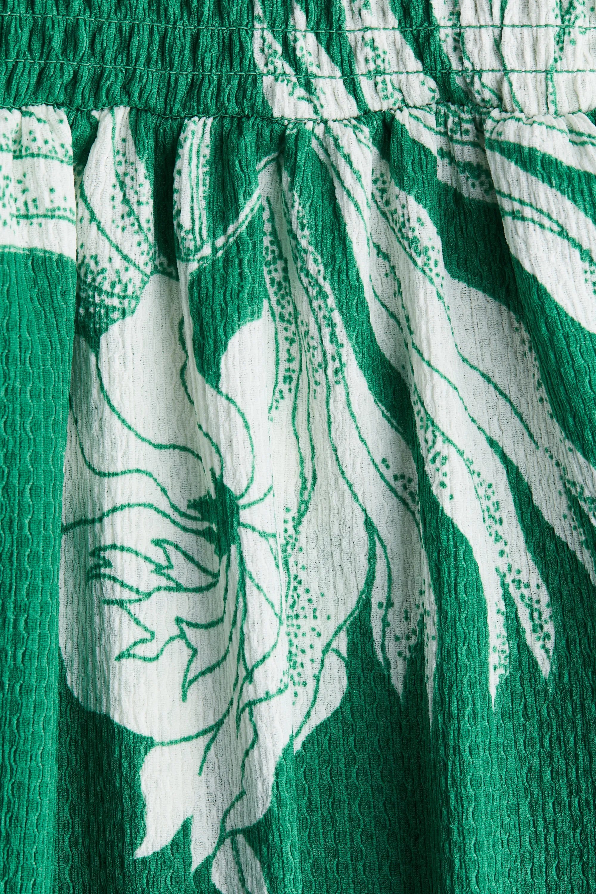 Robe smockée à bretelles fines - Vert/blanc/fleuri