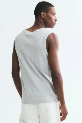 Débardeur côtelé Slim Fit - Gris clair chiné — photo 3