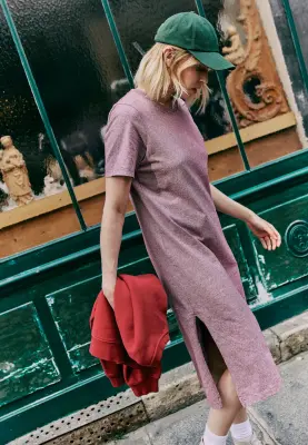 La robe t-shirt - Rayures framboise — photo 5