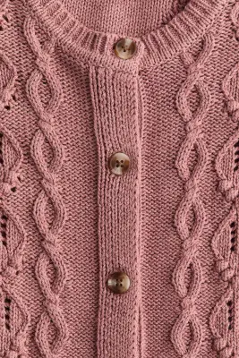 Gilet en maille fantaisie de coton - Rose ancien — photo 3
