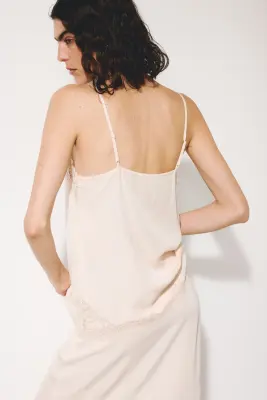 Top à bretelles fines avec dentelle - Rose pâle — photo 4
