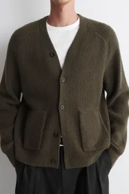 CARDIGAN EN LAINE MÉLANGÉE BOUCLÉE - BRUN — photo 4