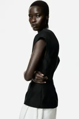 Top à encolure en V - Noir — photo 5