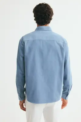 Chemise Regular Fit en velours côtelé - Bleu clair — photo 3