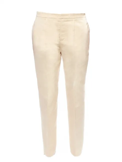 Pantalon droit en coton et soie beige champagne Px boutique 550€ Taille 38