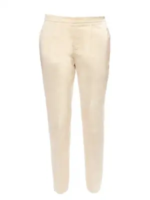 Pantalon droit en coton et soie beige champagne Px boutique 550€ Taille 38 — photo 1