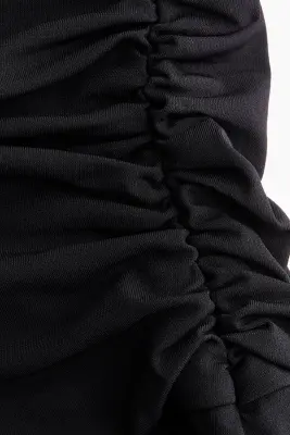 Robe dos nu à effet drapé - Noir — photo 5