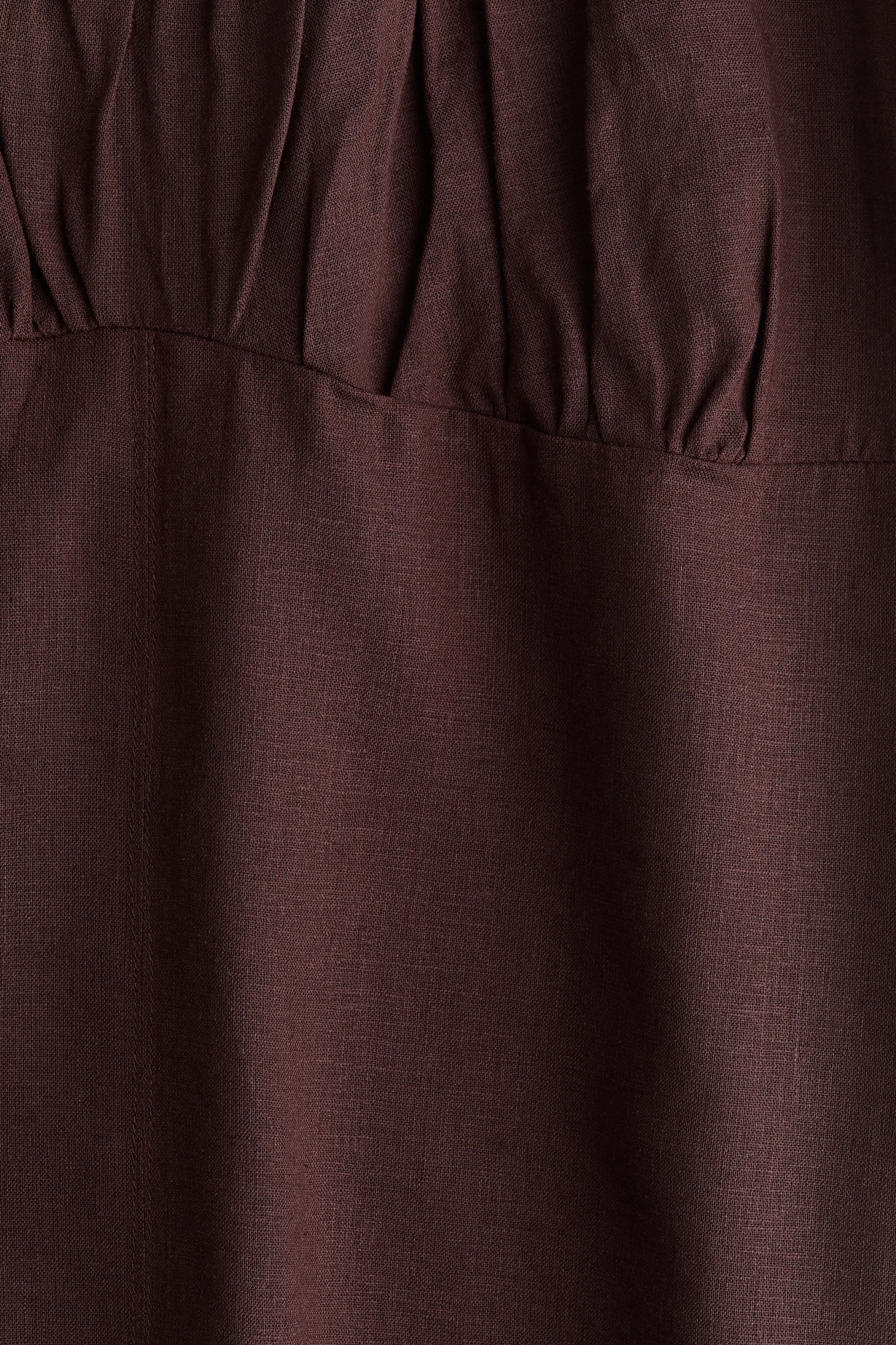 Robe en lin mélangé avec bretelles fines - Marron foncé