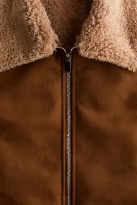 Veste avec col en tissu Teddy bear - Marron — photo 5