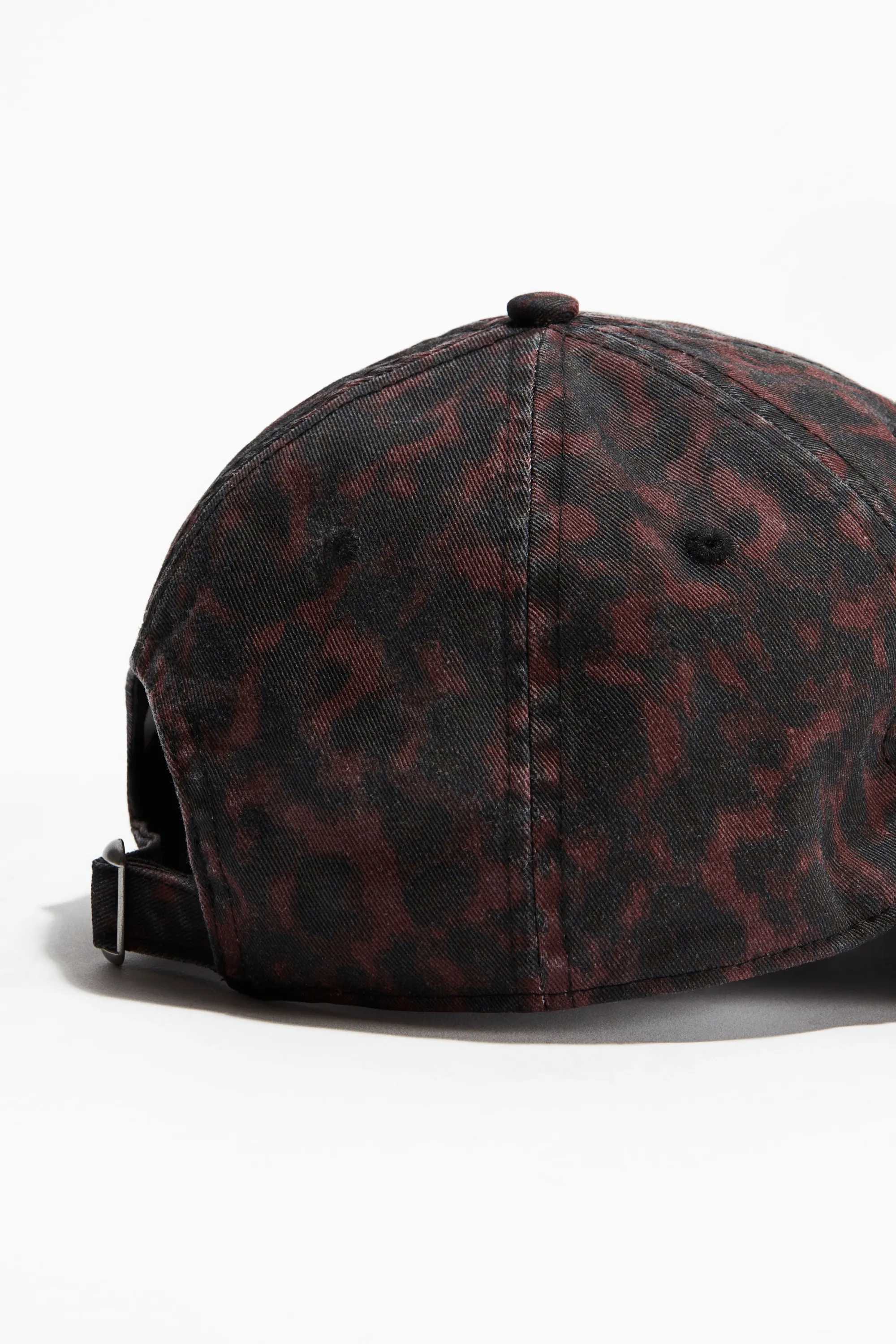 Casquette en twill de coton imprimé - Rouge rouille/imprimé léopard