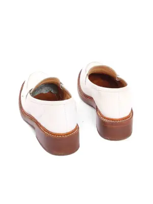 Mocassins bout rond en cuir blanc crème semelle bois Prix boutique 475€ Taille 37 — photo 5