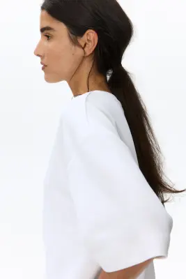 T-shirt en interlock - Blanc — photo 2