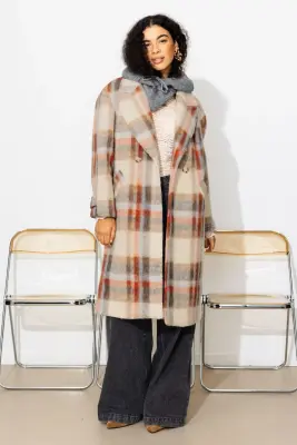 SIMONE manteau laine carreaux — photo 2